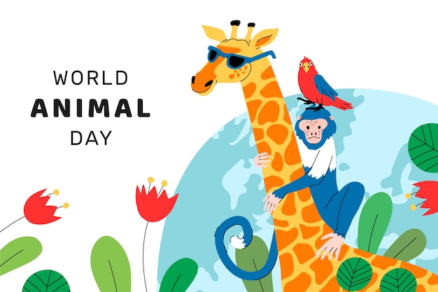 Free vector flat background for world animal day celebration