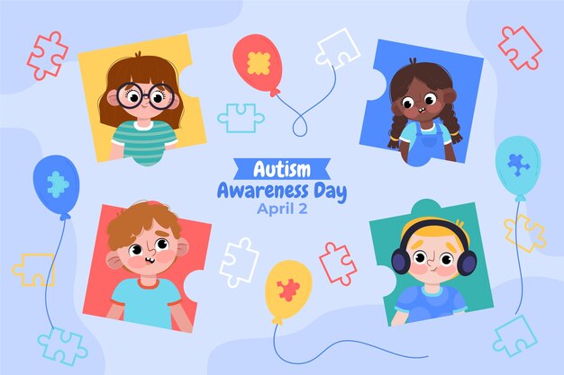 세계 자폐증 인식 날의 평평한 배경