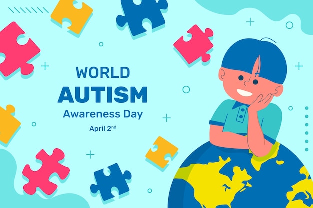 Vettore gratuito sfondi piatti per la giornata mondiale della consapevolezza sull'autismo