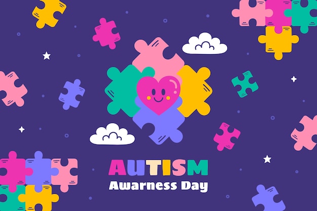 Flat background for world autism awareness day