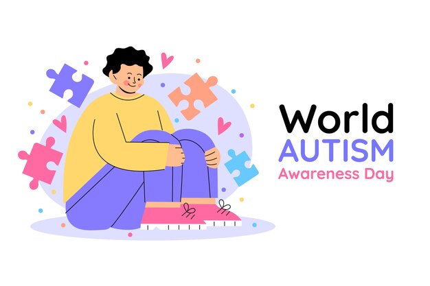 Flat background for world autism awareness day