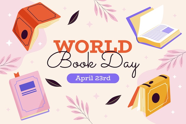 Flat background for world book day celebration