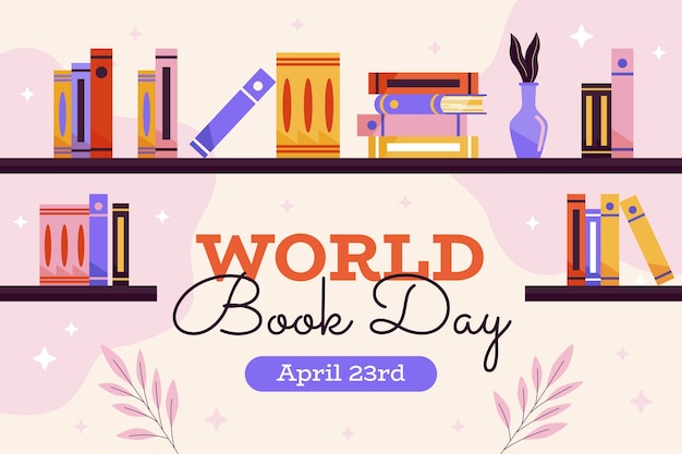 Free vector flat background for world book day celebration