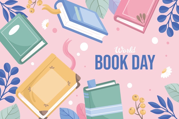 Free vector flat background for world book day celebration