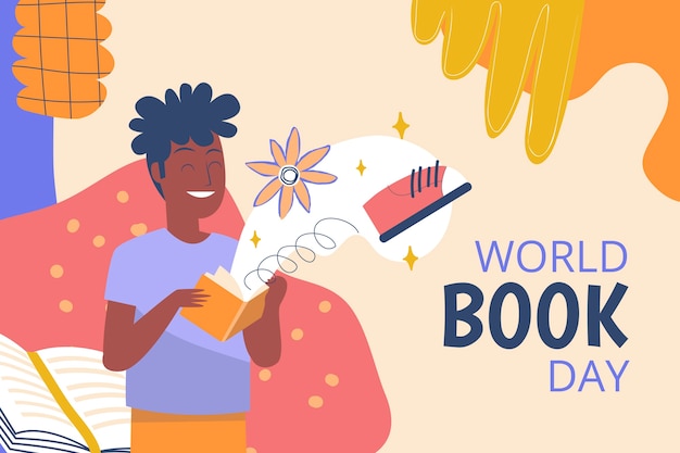 Free vector flat background for world book day celebration