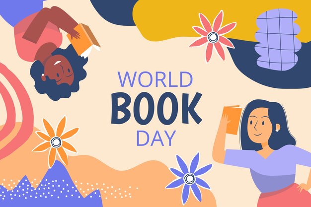 Flat background for world book day celebration