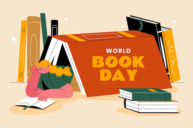 Flat background for world book day celebration