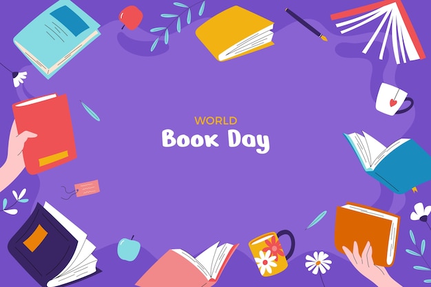 Flat background for world book day celebration