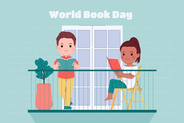 Flat background for world book day celebration