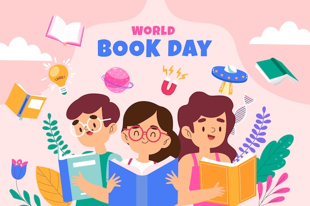 Flat background for world book day celebration