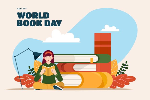 Плоский фон для празднования всемирного дня книги