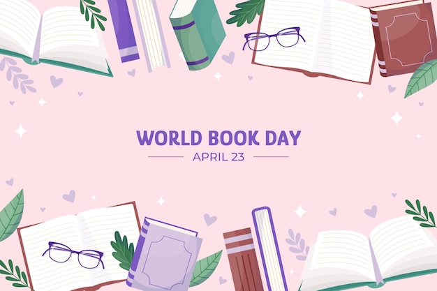 Free vector flat background for world book day celebration