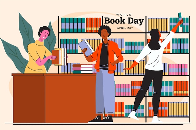 Free vector flat background for world book day celebration