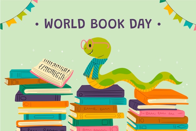 Flat background for world book day celebration