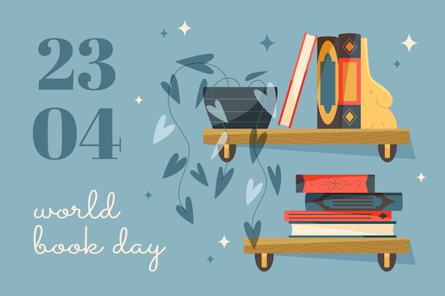 Free vector flat background for world book day celebration