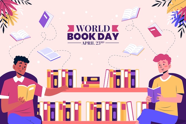 Free vector flat background for world book day celebration