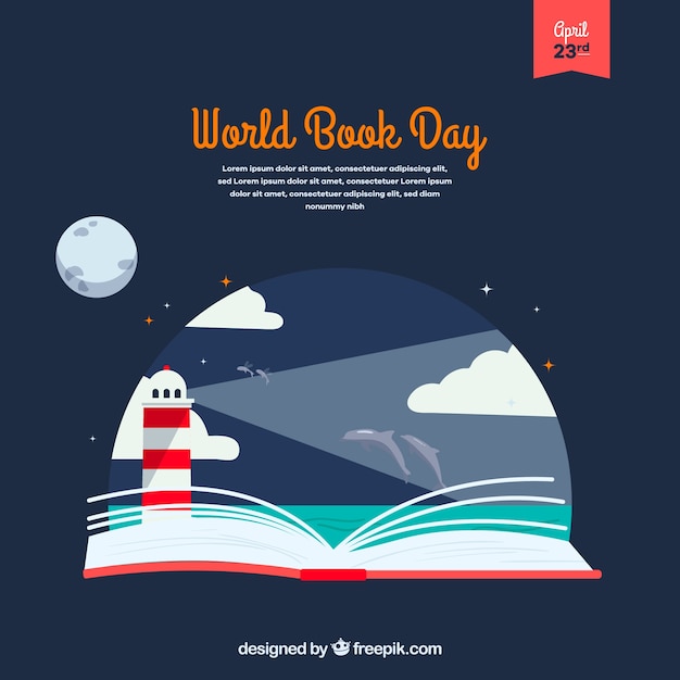 Flat background for the world book day