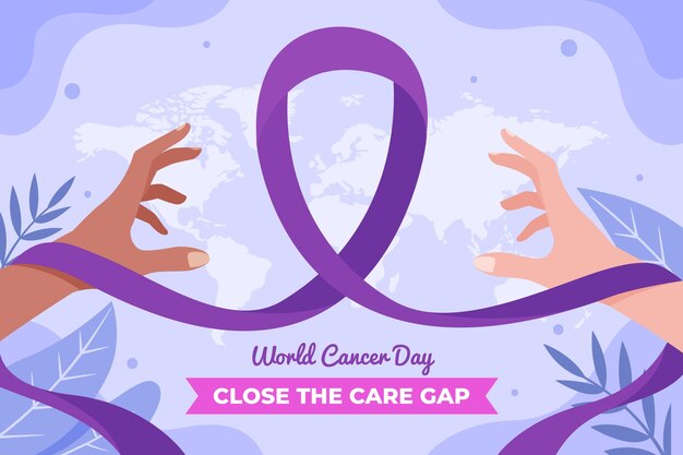 Flat background for world cancer day awareness