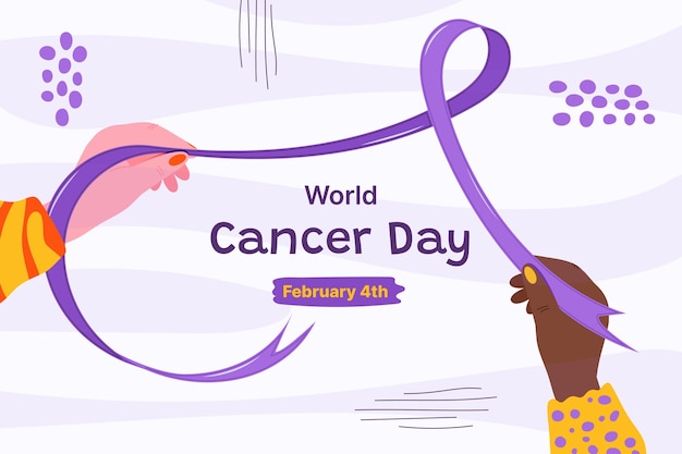 Flat background for world cancer day awareness