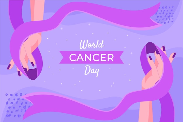 Flat background for world cancer day awareness