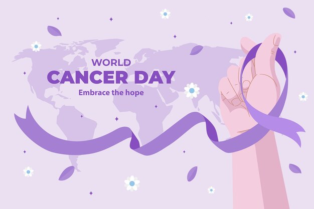 Flat background for world cancer day awareness