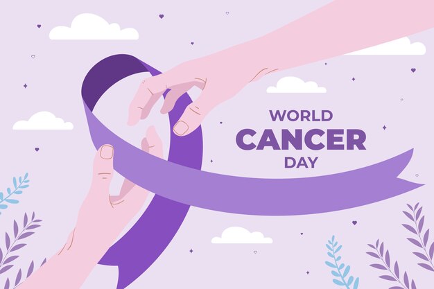 Flat background for world cancer day awareness