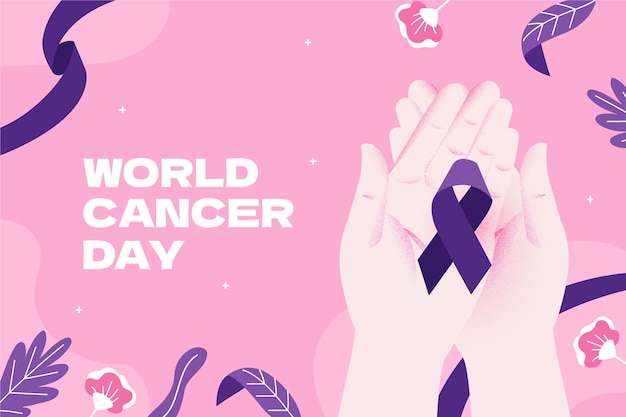 Free vector flat background for world cancer day awareness