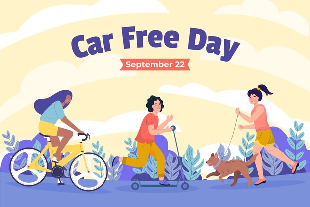 Flat background for world car free day awareness