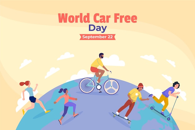 Flat background for world car free day awareness