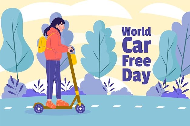 Free vector flat background for world car free day awareness