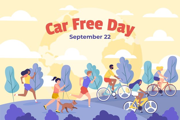 Flat background for world car free day awareness