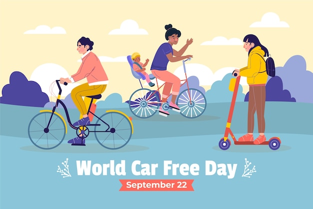 Flat background for world car free day awareness