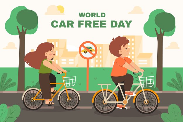 Flat background for world car free day