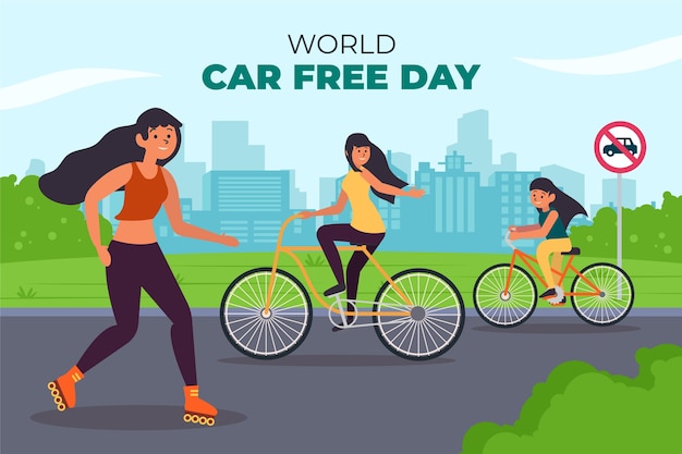 Flat background for world car free day