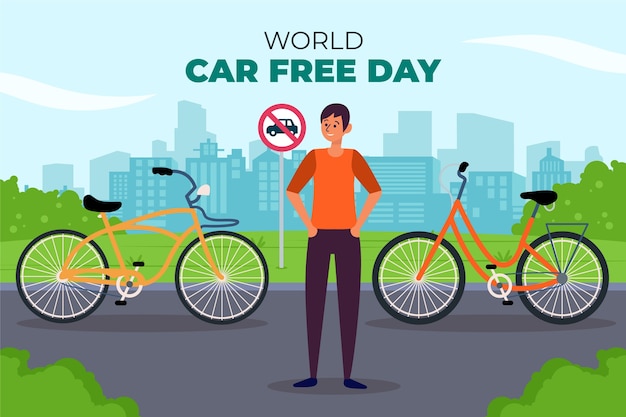 Free vector flat background for world car free day