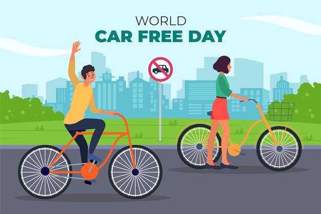 Vettore gratuito sfondo piatto per la giornata mondiale senza auto