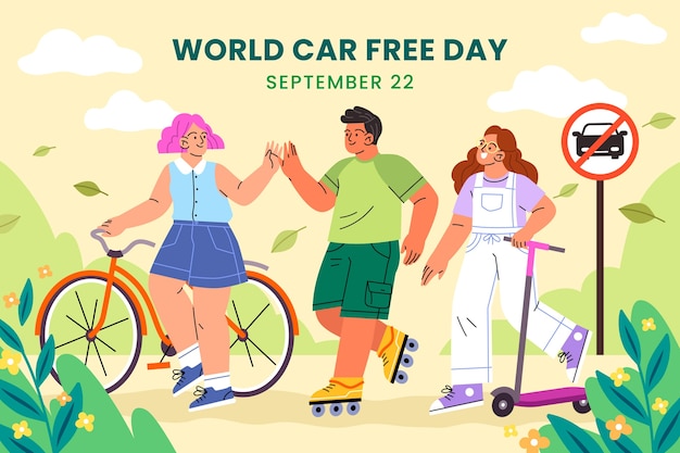 Free vector flat background for world car free day