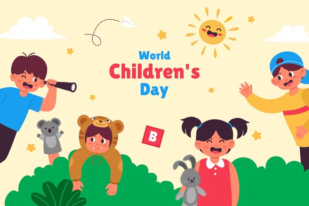 Flat background for world children's day celebration