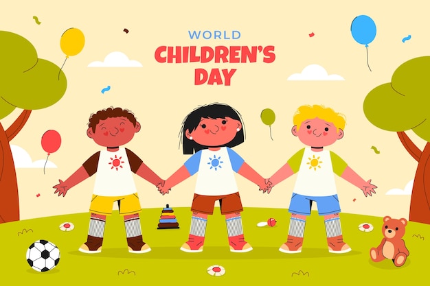 Flat background for world children's day celebration