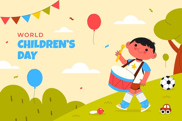 Flat background for world children's day celebration