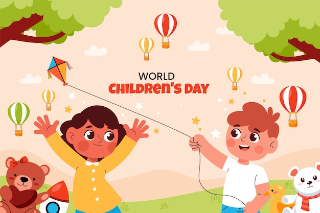 世界子供の日のお祝いのためのフラット背景