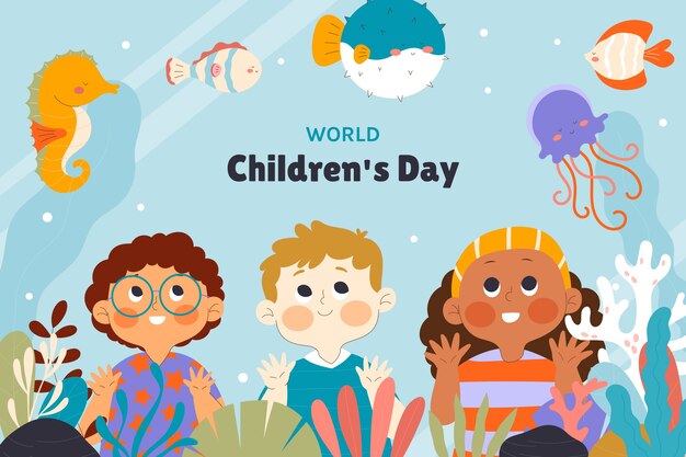 Плоский фон для празднования Всемирного дня защиты детей