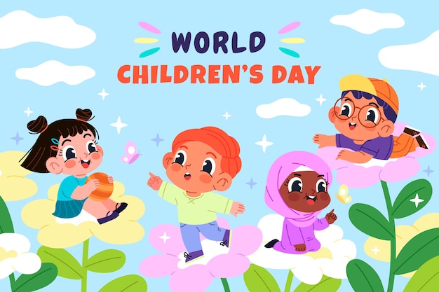 Flat background for world children's day celebration