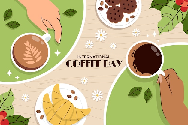 Free vector flat background for world coffee day celebration