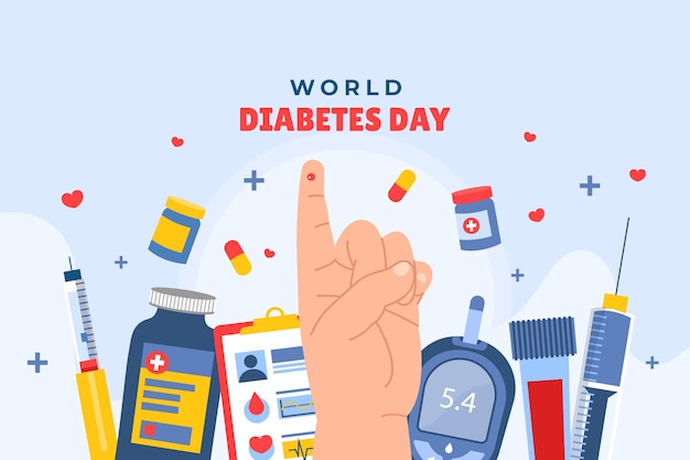 Плоский фон для Всемирного дня борьбы с диабетом