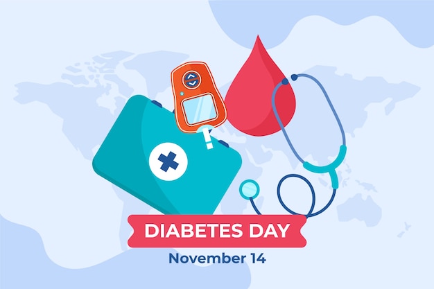 Sfondo piatto per la consapevolezza della giornata mondiale del diabete
