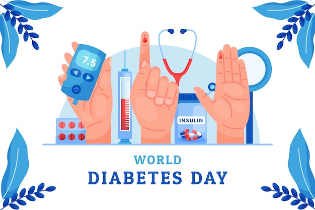 Flat background for world diabetes day awareness