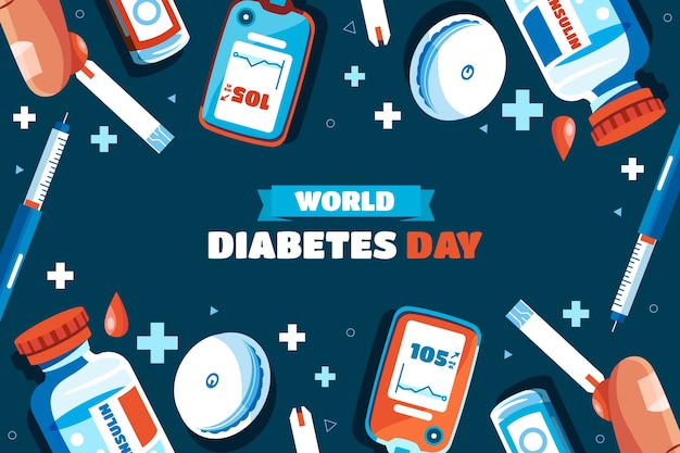 Плоский фон для Всемирного дня борьбы с диабетом