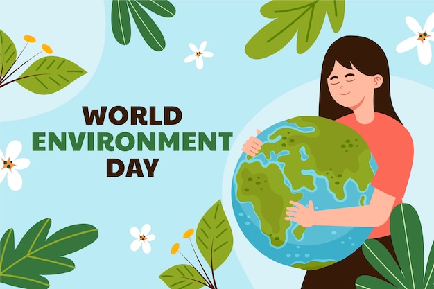 세계 환경의 날 축하를 위한 평평한 배경