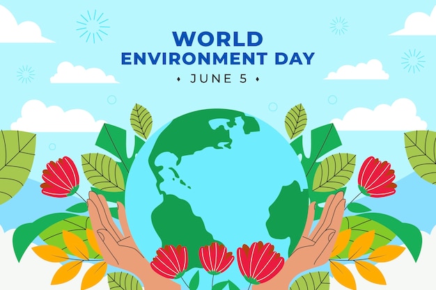 Flat background for world environment day celebration